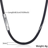 3mm Brown Leather Necklace for Men Stainless Steel Clasp LDN22