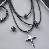 3mm Brown Leather Necklace for Men Stainless Steel Clasp LDN22