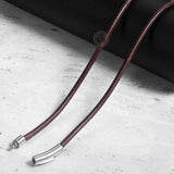 3mm Brown Leather Necklace for Men Stainless Steel Clasp LDN22