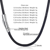 3mm Brown Leather Necklace for Men Stainless Steel Clasp LDN22