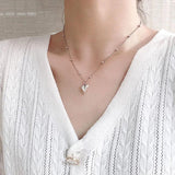 Silver LOVE Heart Necklace for Women Vintage Star Party Jewelry