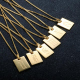 Initial Old English Letter Necklace Stainless Steel Plated Pendant for Women Men