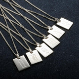 Initial Old English Letter Necklace Stainless Steel Plated Pendant for Women Men