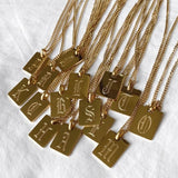 Initial Old English Letter Necklace Stainless Steel Plated Pendant for Women Men