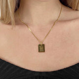 Initial Old English Letter Necklace Stainless Steel Plated Pendant for Women Men
