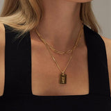 Initial Old English Letter Necklace Stainless Steel Plated Pendant for Women Men