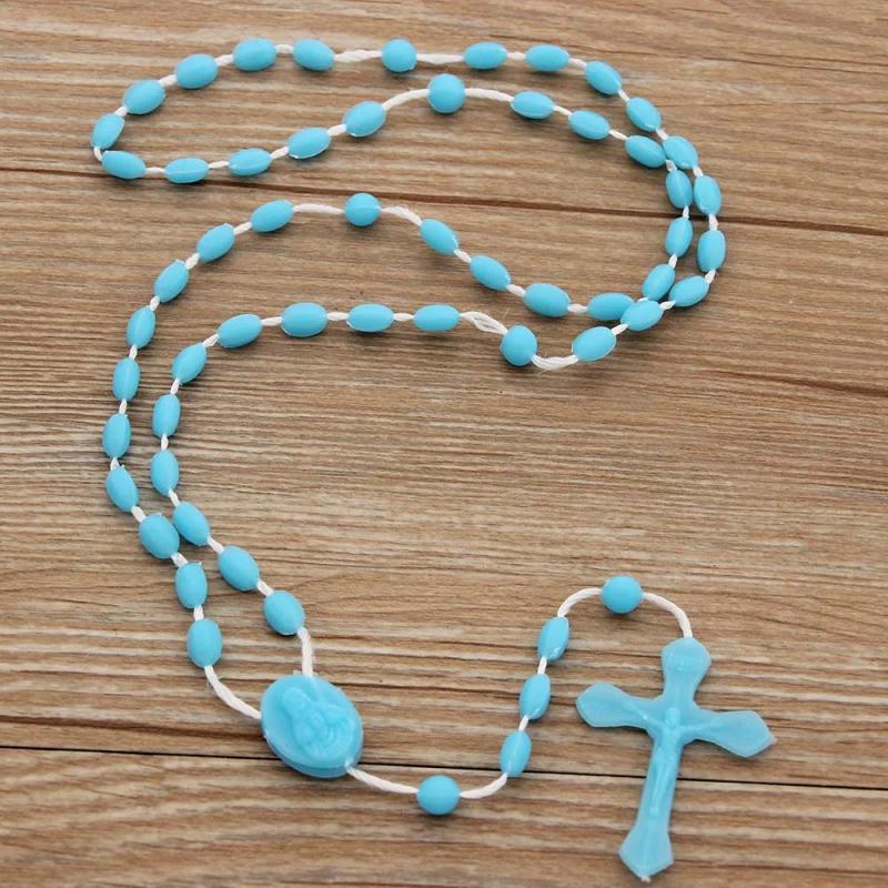 10pcs Bright Hot Cross Rosary Plastic Necklace
