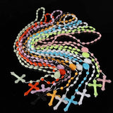 10pcs Bright Hot Cross Rosary Plastic Necklace