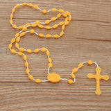 10pcs Bright Hot Cross Rosary Plastic Necklace