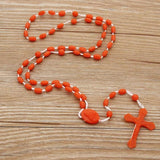 10pcs Bright Hot Cross Rosary Plastic Necklace