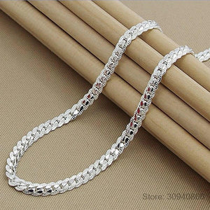 925 Silver 6mm Full Sideways Necklace 18-24 Inch Chain
