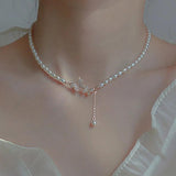 Necklace Butterfly Zircon Pearl Pendant Chain Women Jewelry Hot Party Gift Style
