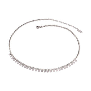 Women's Silver Heart Tassel Choker Necklace