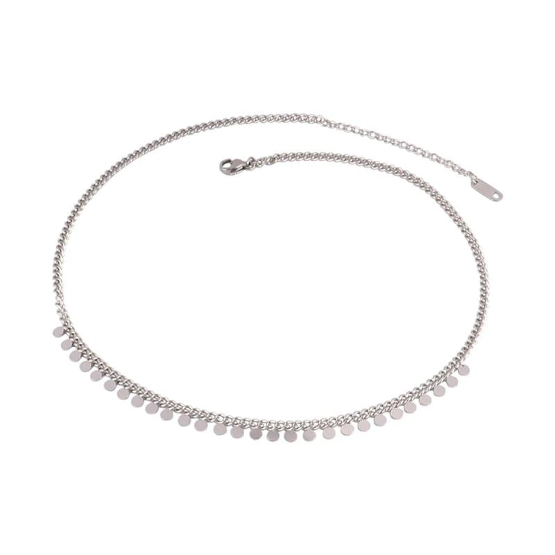 Women's Silver Heart Tassel Choker Necklace