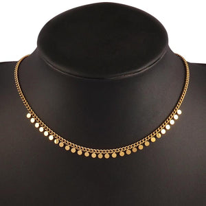 Women's Silver Heart Tassel Choker Necklace
