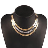 Women's Silver Heart Tassel Choker Necklace