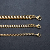 Punk Vintage Men Necklace Stainless Steel Cuban Link Chain Silver Male Jewelry