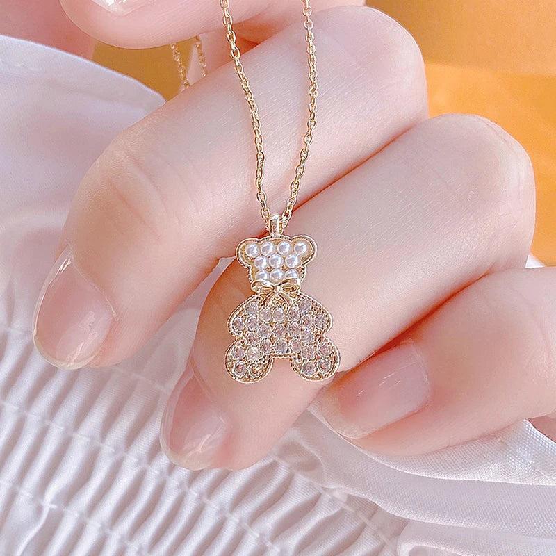 Arrival 14K Real Bear Pendant Necklaces for Women with 14k Real Plated Chain