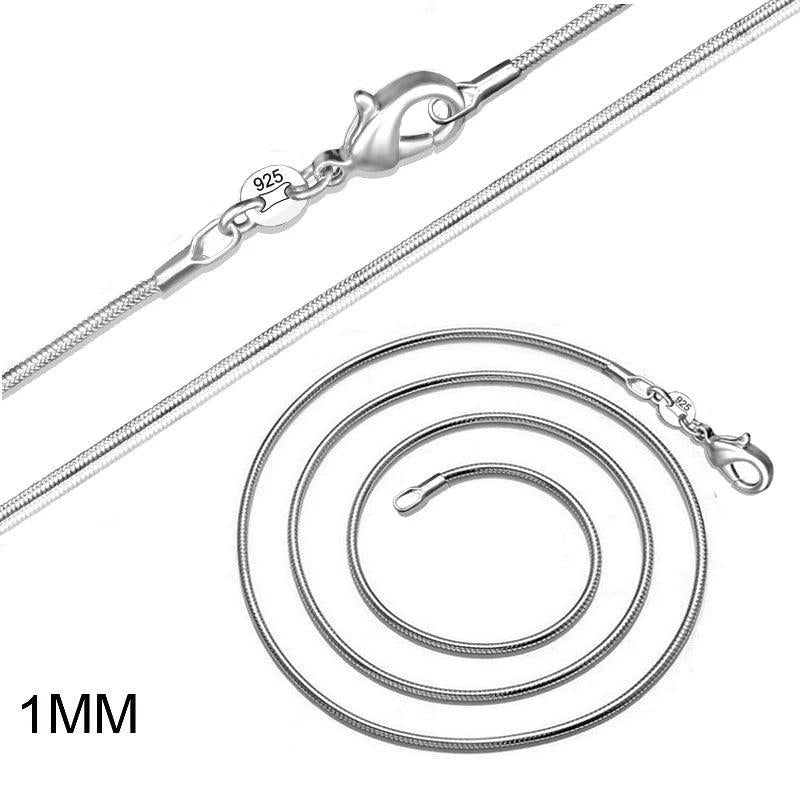 10pcs 1MM Silver Plated Snake Chain Necklaces 16-24 Inches Bulk