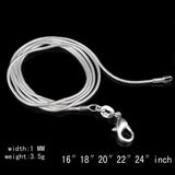 10pcs 1MM Silver Plated Snake Chain Necklaces 16-24 Inches Bulk