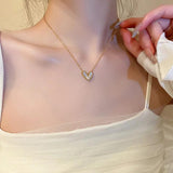 ANENJERY Heart Pendant Necklace for Women Classic Clavicle Chain Jewelry