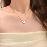 ANENJERY Heart Pendant Necklace for Women Classic Clavicle Chain Jewelry