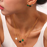 Stainless Steel Fritillaria Plant Necklace Earrings Set