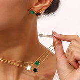 Stainless Steel Fritillaria Plant Necklace Earrings Set