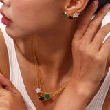 Stainless Steel Fritillaria Plant Necklace Earrings Set