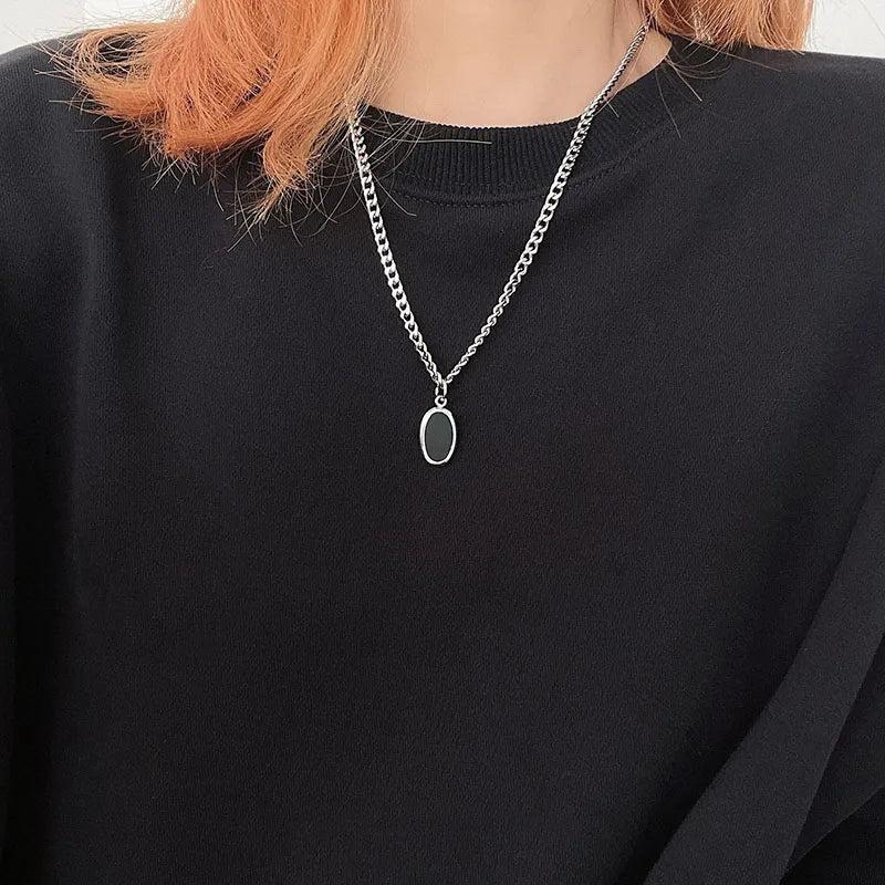 Silver Sweater Necklace Vintage Couple Round Shape Geometric Thai Silver