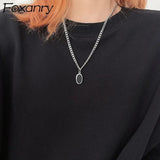 Silver Sweater Necklace Vintage Couple Round Shape Geometric Thai Silver