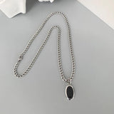 Silver Sweater Necklace Vintage Couple Round Shape Geometric Thai Silver