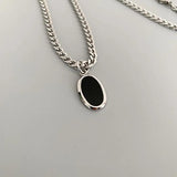 Silver Sweater Necklace Vintage Couple Round Shape Geometric Thai Silver