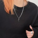 Silver Sweater Necklace Vintage Couple Round Shape Geometric Thai Silver