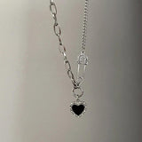 LOVE Heart Sweater Necklace Sparkling Zircons Wedding Accessories