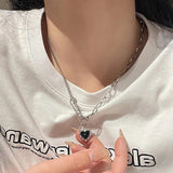 LOVE Heart Sweater Necklace Sparkling Zircons Wedding Accessories