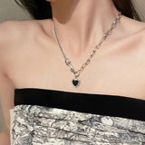 LOVE Heart Sweater Necklace Sparkling Zircons Wedding Accessories