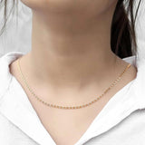 Thin Necklace Women Girls 585 Rose Herringbone Cuban Chain 2mm 3mm