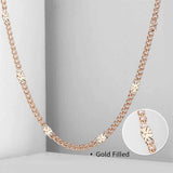 Thin Necklace Women Girls 585 Rose Herringbone Cuban Chain 2mm 3mm