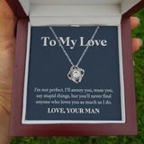 Customized I Love You Necklace Gift for Wife in Wood LED Box