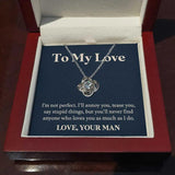 Customized I Love You Necklace Gift for Wife in Wood LED Box