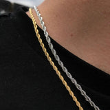 3MM Stainless Steel Men Rope Chain Necklace Jewelry Gift