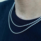 3MM Stainless Steel Men Rope Chain Necklace Jewelry Gift