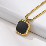 Vintage Silver Square Pendant Necklace for Men