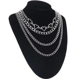 Layered Heart Chain Necklace Set For Girls Punk Women Choker Female Jewelry
