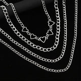 Layered Heart Chain Necklace Set For Girls Punk Women Choker Female Jewelry