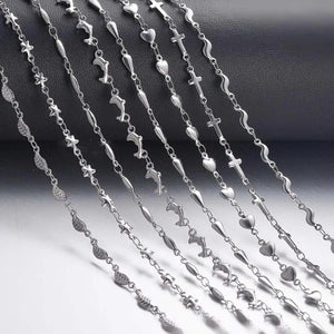 Stainless Steel Long Chain Necklaces For Women Silver Heart Cross Necklace
