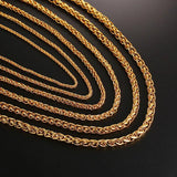 Punk Silver Stainless Steel Wheat Chains Men Necklace Male Choker
