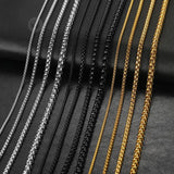 Round Box Link Chain Necklace For Men Stainless Steel KNM118