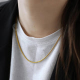 Round Box Link Chain Necklace For Men Stainless Steel KNM118